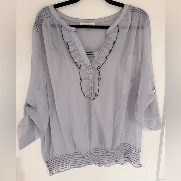 Daniel Rainn Tops - Gray Sheer Blouse Size XL